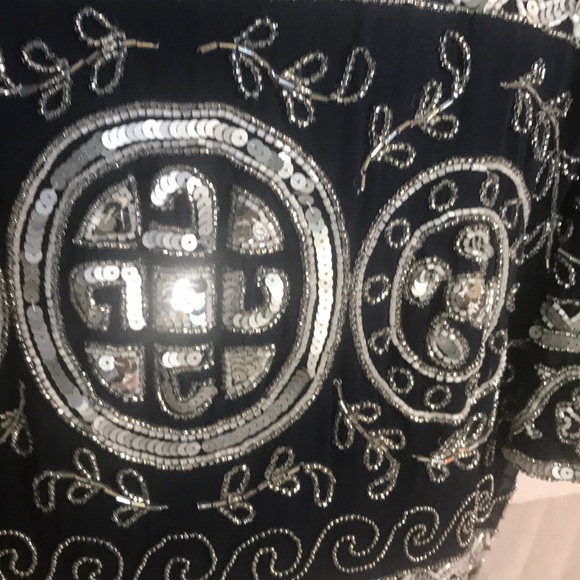 “A. J. BARI” Beaded, Sequined and Silk Ladies Top - Picture 5 of 15